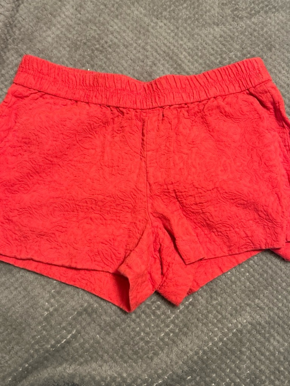 J. Crew Bright Red Textured High-Waist Pull-On Shorts